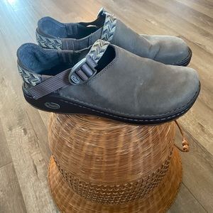 Chaco PedShed Slip On Green/Grey Leather Vibram Sole US 11W